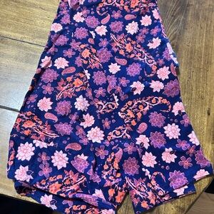 LuLaRoe Navy Floral Leggings with Pink & Purple Flowers
